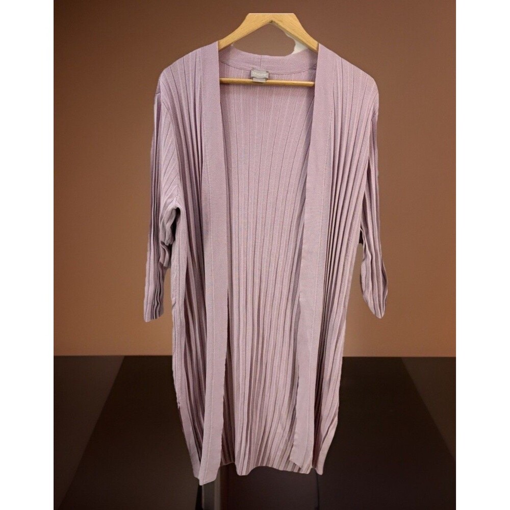 Chico’s Womens Siz 1 (Small) Cardigan Sweater Open Front Stretch Light Purple - Picture 4 of 16
